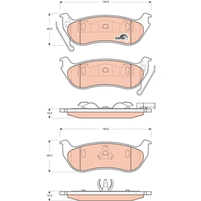 Bilde av TRW COTEC GDB4139 Bremseklosser ikke klargjort for slitasjeindikator JEEP: Cherokee III, WRANGLER 2