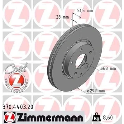 Bilde av ZIMMERMANN 370.4403.20 Bremseskiver 297 28 6/5 5 114 utvendig ventilert belagt MAZDA: CX I, II