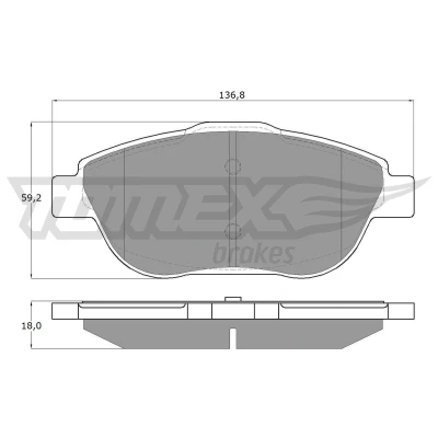 Bilde av TOMEX brakes TX 16 25 Bremseklosser framaksel CITROËN: DS3 Hatchback, C4 II Cactus, C3 Picasso, PEUGEOT: 2008 Stasjonsvogn, 208 Hatchback