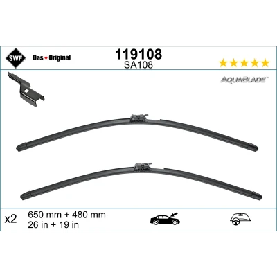 Bilde av Vindusvisker Swf 119108 foran Flatt viskeblad oppvarmet VOLVO: XC60 II