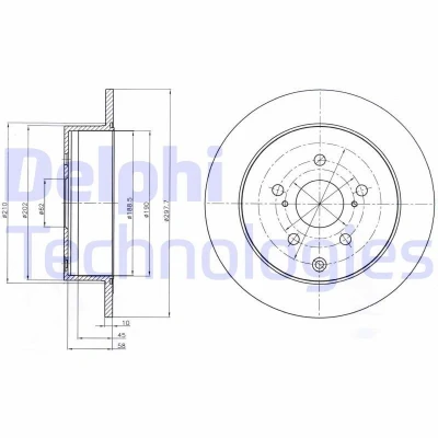 Bilde av DELPHI BG4237 Bremseskiver 298 10 5 fullt ut oljet ubehandlet uten hjullager, ABS sensorring TOYOTA: Previa / Estima II