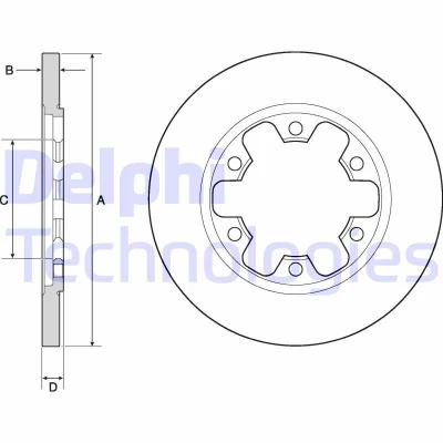 Bilde av DELPHI BG4680C Bremseskiver 308 18 6 fullt ut belagt ubehandlet uten hjullager, ABS sensorring FORD: Transit V363 Van, Mk6 Minibuss