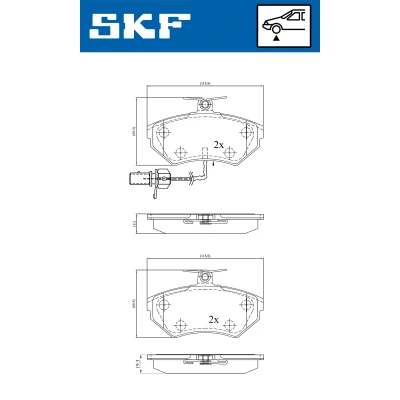 Bilde av SKF VKBP 80547 E Bremseklosser inkl. slitasjevarselkontakt VOLKSWAGEN: Passat B5 GP Stasjonsvogn, Sedan, Stasjonsvogn