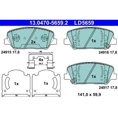 Bilde av Bremseklosser sett, Framaksel, hyundai,kia, 58101 2MA00, 2TA61, 2VA70, A6A70, A7A20