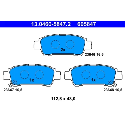 Bilde av ATE 13.0460 5847.2 Bremseklosser med akustisk slitasjevarsel TOYOTA: Previa / Estima II, Avensis Verso