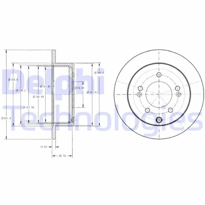 Bilde av DELPHI BG4327 Bremseskiver 262 10 5 fullt ut oljet ubehandlet uten hjullager, ABS sensorring