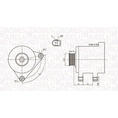 Bilde av MAGNETI MARELLI 063731782010 Dynamo 12V 140A VOLKSWAGEN: Transporter 5 Bus, Passat B6 Variant, Caddy 3, AUDI: A4 B7 Avant, B8 A3 Sportback