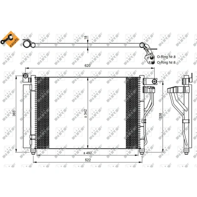 Bilde av NRF EASY FIT 35964 Kondensator med tørker, tetningsring 14,2 9,4 Aluminium 492