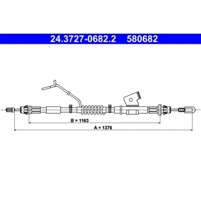 Bilde av ATE 24.3727 0682.2 Bremsekabel 1376 FORD: Tourneo Custom V362 Minibuss, Transit Minibuss
