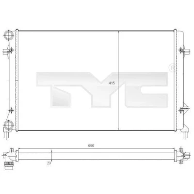 Bilde av TYC 702 0025 Radiator 650 415 23 Kjøleribber satt sammen mekanisk VOLKSWAGEN: Touran I, Passat B6 Variant, Caddy 3, SKODA: Octavia 2 Combi