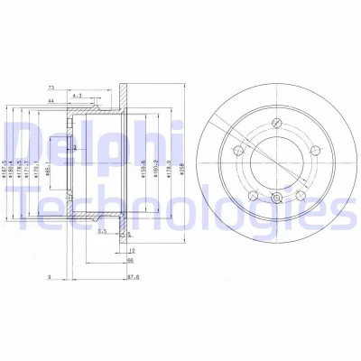 Bilde av DELPHI BG3235 Bremseskiver 258 12 5 fullt ut oljet ubehandlet uten hjullager, ABS sensorring MERCEDES BENZ: G Klasse SUV