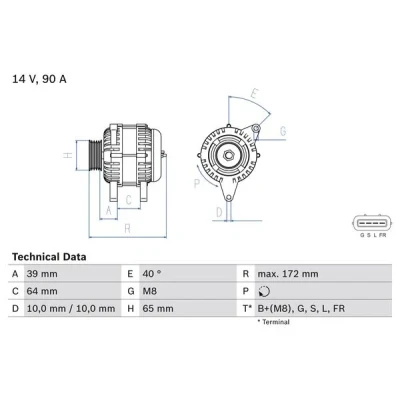 Bilde av BOSCH 0 986 083 630 Dynamo 14V 90A MITSUBISHI: L200 / Triton IV Pick up