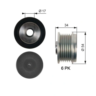 Bilde av GATES OAP7135 Frihjul Dynamo 34 FleetRunner Micro V Stretch Fit BMW: X3, 1 Hatchback, 5 Touring, OPEL: Astra J Insignia A Sports Tourer