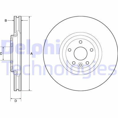 Bilde av DELPHI BG9167C Bremseskiver 350 32 5 ventilert belagt ubehandlet uten hjullager, ABS sensorring JAGUAR: XF Sedan