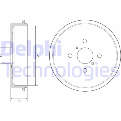 Bilde av DELPHI BF552 Bremsetrommel uten ABS sensorring, hjullager, lager 243 TOYOTA: Yaris II Hatchback, III Hatchback