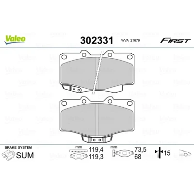 Bilde av VALEO 302331 Bremseklosser framaksel inkl. slitasjevarselkontakt uten antiskrike blikk TOYOTA: Land Cruiser Prado 90, HILUX 6 Pick up, 5 up