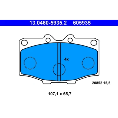 Bilde av ATE 13.0460 5935.2 Bremseklosser ikke klargjort for slitasjeindikator, ekskl. slitasjevarselkontakt TOYOTA: Land Cruiser Prado 70 SUV, 60