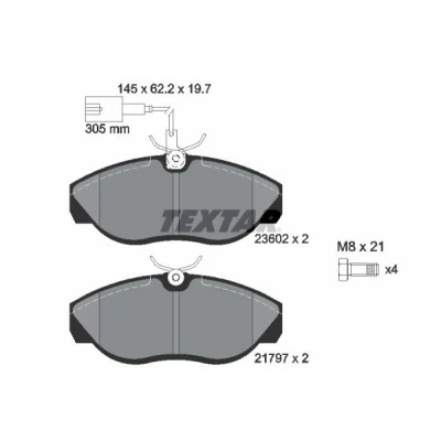 Bilde av TEXTAR 2360201 Bremseklosser med integrert slitasjevarselkontakt bremsecaliperskruer FIAT: Ducato II Flatvogn lastebil/Chassis, Minibuss