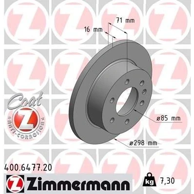 Bilde av ZIMMERMANN COAT Z 400.6477.20 Bremseskiver 298 16 7/6 6 130 fullt ut belagt høy karbon MERCEDES BENZ: Sprinter 5 T Flatvogn lastebil/Chassis
