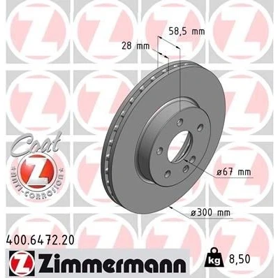 Bilde av Bremseskive ZIMMERMANN 400.6472.20