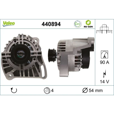 Bilde av VALEO 440894 Dynamo 14V 90A FIAT: 500 Hatchback, Doblo II Varebil / Stasjonsvogn, Punto Evo ALFA ROMEO: MiTo, FORD: KA Hatchback