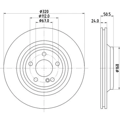 Bilde av HELLA 8DD 355 133 251 Bremseskiver 320 24 05/06 112 innvendig ventilert belagt høy karbon uten hjulfestebolt, hjulnav MERCEDES BENZ: SL Cabrio