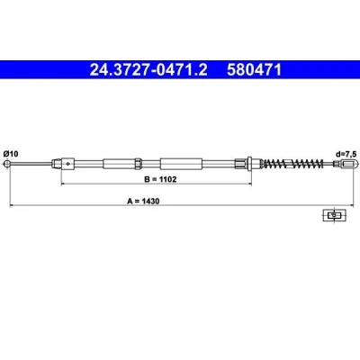 Bilde av ATE 24.3727 0471.2 Bremsekabel 1430 MERCEDES BENZ: Sprinter 5 T Van