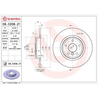 Bilde av BREMBO COATED DISC LINE 08.9364.11 Bremseskiver 278 12 5 fullt ut belagt ALFA ROMEO: 159 Sportwagon, Sedan