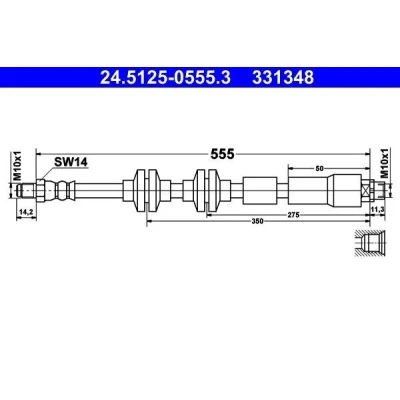 Bilde av ATE 24.5125 0555.3 Bremseslange 555 M10x1 BMW: X1