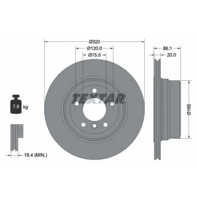 Bilde av TEXTAR PRO 92202003 Bremseskiver 320 20 05/06 120 innvendig ventilert belagt uten hjulfestebolt, hjulnav BMW: 5 Touring, Sedan