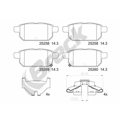Bilde av BRECK 25258 00 704 Bremseklosser med akustisk slitasjevarsel antihyle blikk tilbehør SUZUKI: SWIFT 4, Vitara IV SUV, SX4 II S Cross