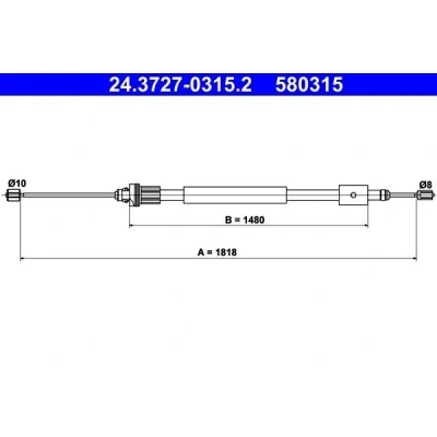 Bilde av ATE 24.3727 0315.2 Bremsekabel 1818 PEUGEOT: Partner I Combispace