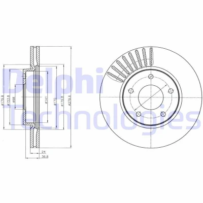Bilde av DELPHI BG4282C Bremseskiver 280 24 5 ventilert belagt ubehandlet uten hjullager, ABS sensorring NISSAN: Juke, Pulsar Hatchback