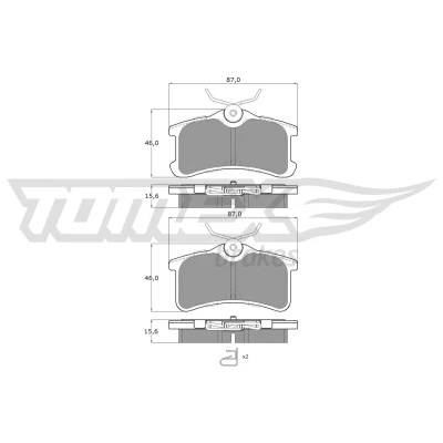 Bilde av TOMEX brakes TX 13 65 Bremseklosser bakaksel med akustisk slitasjevarsel tilbehør TOYOTA: Avensis I Sedan, Corolla VIII Liftback