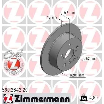 Bilde av ZIMMERMANN 590.2842.20 Bremseskiver 281 10 8/5 5 114 fullt ut belagt TOYOTA: Camry VI Sedan