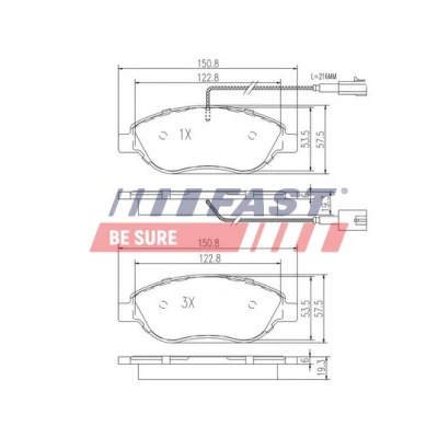 Bilde av FAST FT29145 Bremseklosser framaksel med integrert slitasjesensor ALFA ROMEO: MiTo, FIAT: BRAVO 2, LANCIA: DELTA 3