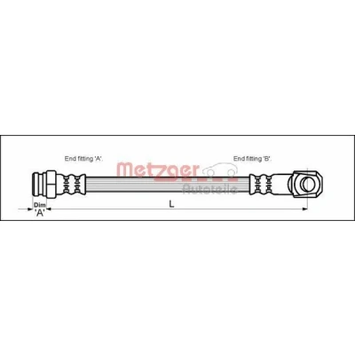 Bilde av METZGER 4114050 Bremseslange 350 MERCEDES BENZ: MB 100 Flatvogn lastebil/Chassis