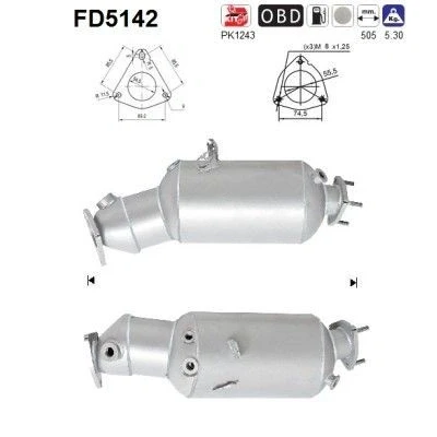 Bilde av AS FD5142 Partikkelfilter Euro 5 Cordierit AUDI: A6 C6 Avant, Sedan