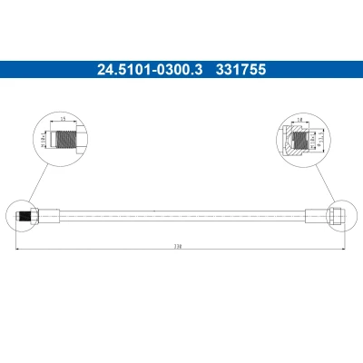 Bilde av ATE 24.5101 0300.3 Bremseslange 330mm M10x1mm MERCEDES BENZ: ML Klasse
