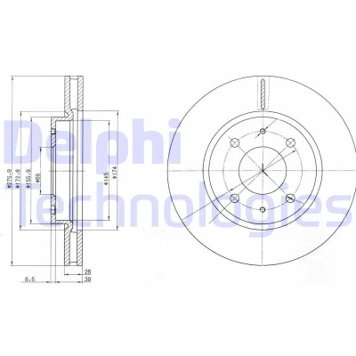 Bilde av DELPHI BG4068 Bremseskiver 276 26 4 ventilert oljet ubehandlet uten hjullager, ABS sensorring MITSUBISHI: Lancer 7 Limousine, Galant 6,