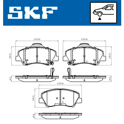 Bilde av SKF VKBP 80268 A Bremseklosser med akustisk slitasjevarsel KIA: Rio 4