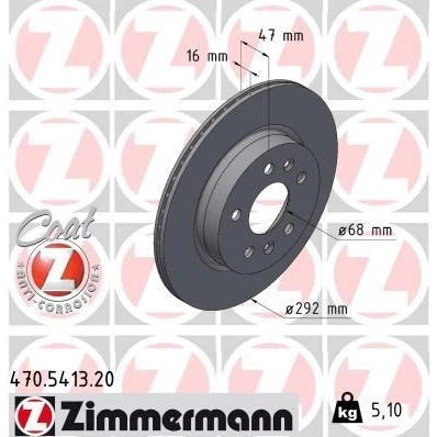 Bilde av ZIMMERMANN 470.5413.20 Bremseskiver 292 16 7/5 5 114 innvendig ventilert belagt