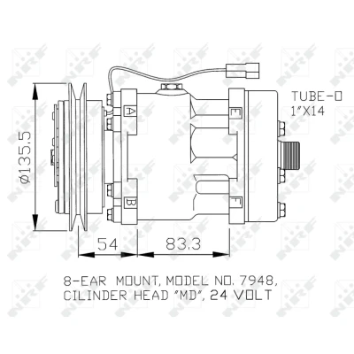 Bilde av NRF 32074 Kompressor SD7H15 24 PAG 100 med kompressorlje