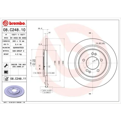 Bilde av BREMBO COATED DISC LINE 08.C248.11 Bremseskiver 300 10 5 fullt ut belagt høy karbon med skruer HYUNDAI: i40 Stasjonsvogn, Sedan