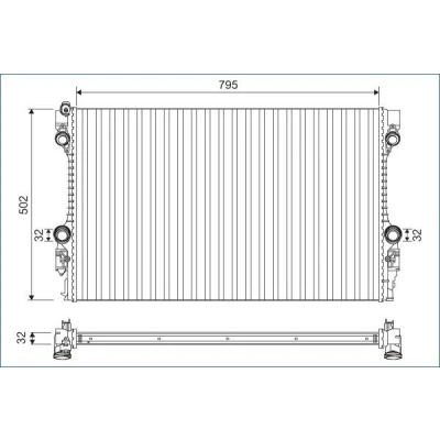 Bilde av VALEO 701126 Radiator Aluminium 502 795 32 uten kjølemiddelregulator