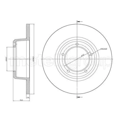 Bilde av METELLI Bremseskive LAND ROVER: Defender SUV, Discovery 1, PEUGEOT: Partner I Van 298,5mm 14,0mm 5 101,6mm fullt ut 23 0422 Bremseskiver, Skivebremser