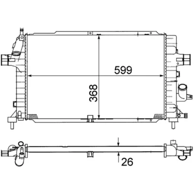 Bilde av MAHLE ORIGINAL CR 1687 000S Radiator for kjøretøy med/uten klimaanlegg 599 368 26 Kjøleribber loddet OPEL: Astra H Caravan, GTC, Zafira B