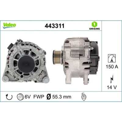 Bilde av VALEO 443311 Dynamo 14V 150A PEUGEOT: 208 I Hatchback, Expert III Van, CITROËN: Jumpy Van