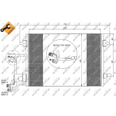 Bilde av NRF EASY FIT 35291 Kondensator med tetningsring Aluminium 570 AUDI: A6 C5 Avant