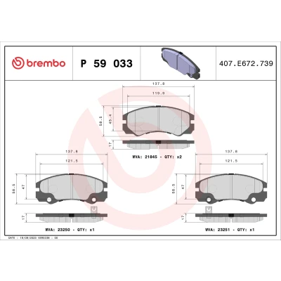 Bilde av BREMBO P 59 033 Bremseklosser klargjort for slitasjeindikator uten tilbehør OPEL: Frontera B SUV